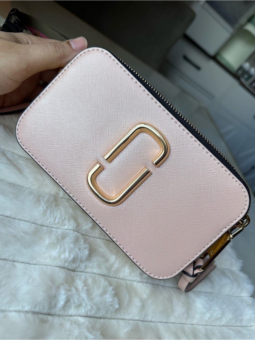 Marc Jacobs Pale Pink Crossbody with Gold Double-J Logo